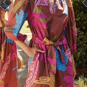 Sugarlips Brown Mini Dress with Pink, Blue & Yellow Floral Print